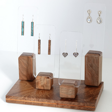 Load image into Gallery viewer, Wood Earring Stand, Clear acrylic and wood earring holder, Transparent earring organizer