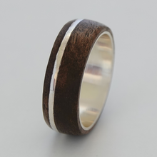 Load image into Gallery viewer, Silver and walnut wood ring