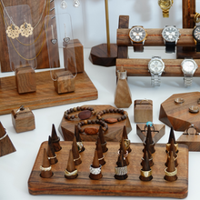 Load image into Gallery viewer, Black walnut ring holder cone, ring display