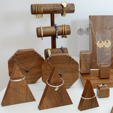 Load image into Gallery viewer, Triangle Bracelet Display Stand, Wood Triangle Jewelry Display, Wooden Bracelet Holder