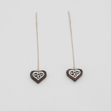Load image into Gallery viewer, Wood Heart Earring With Silver, Wood Anniversary Earrings