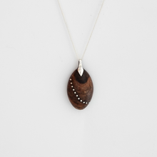 Load image into Gallery viewer, Oval wooden necklace with silver sterling