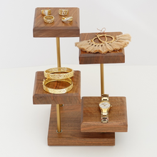 Load image into Gallery viewer, Walnut jewelry display, wooden jewelry organizer stand