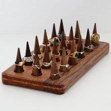 Load image into Gallery viewer, Black walnut ring holder cone, ring display