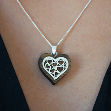 Load image into Gallery viewer, Wood And Silver Heart Necklace