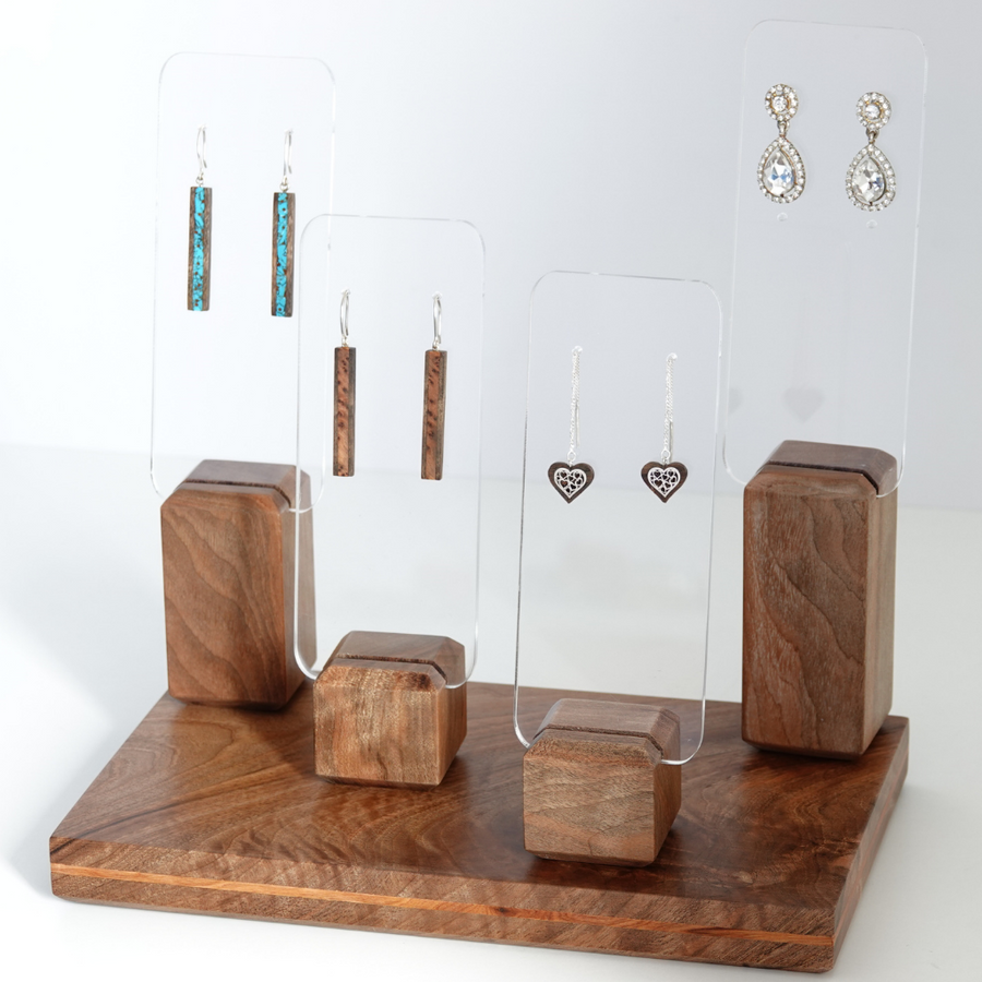 Walnut Wood Earring Display, Earring Holder, Wood Earring Display, Wooden  Jewelry Organizer Stand DS1123 