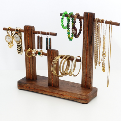 Walnut Jewelry Stand Organizer Holder Display