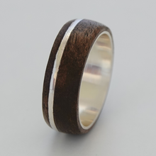 Load image into Gallery viewer, Silver and walnut wood ring
