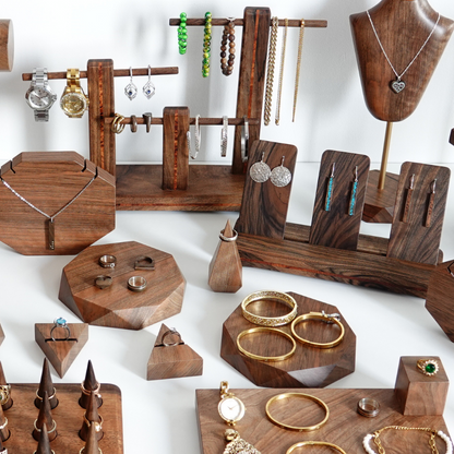Walnut Jewelry Stand Organizer Holder Display