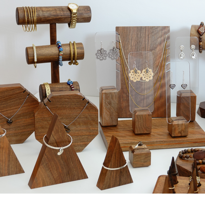 Wood Earring Stand, Clear acrylic and wood earring holder, Transparent earring organizer