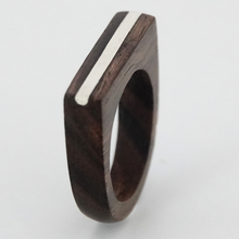 Load image into Gallery viewer, Silver and Walnut wood ring, engagement ring, wedding ring
