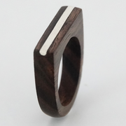 Silver and Walnut wood ring, engagement ring, wedding ring