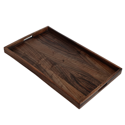 Square solid walnut wood serving tray