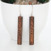 Long rectangle wood earrings, Walnut And juniper Earrings