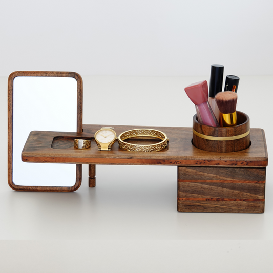 Luxury Walnut makeup organizer set