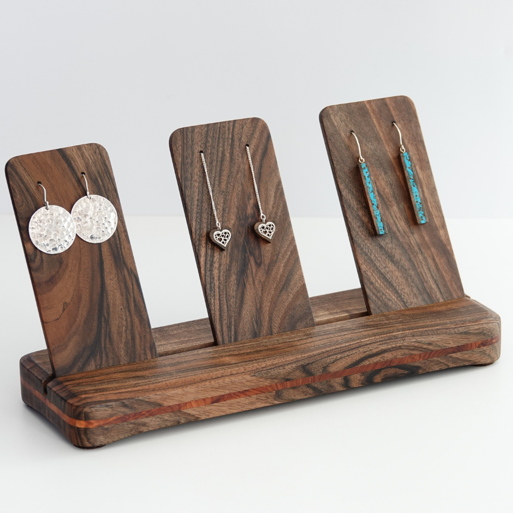 Wood earring stand, wood earring holder, stud stand, earring display