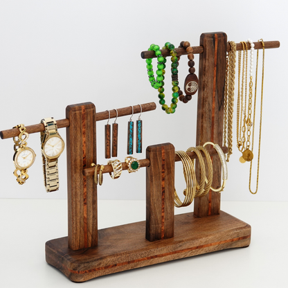 Walnut Jewelry Stand Organizer Holder Display