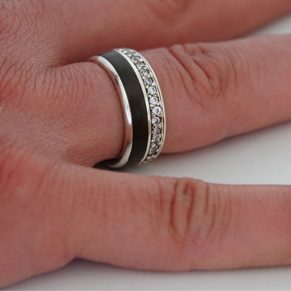 Silver and Walnut wood, Ring Anniversary Ring, Mens engagement ring, Mens promise ring