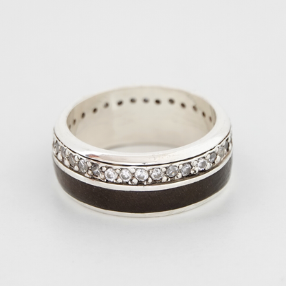 Silver and Walnut wood, Ring Anniversary Ring, Mens engagement ring, Mens promise ring