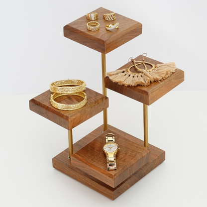 Walnut jewelry display, wooden jewelry organizer stand