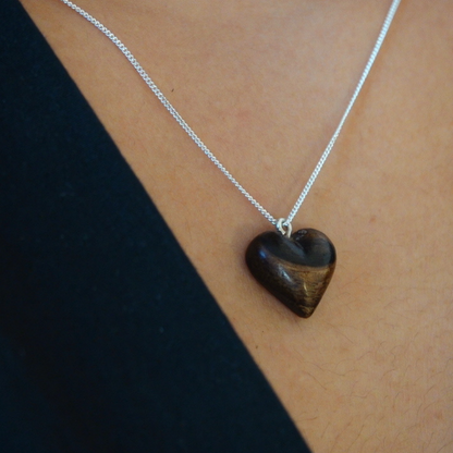 Tiny wooden Heart Necklace