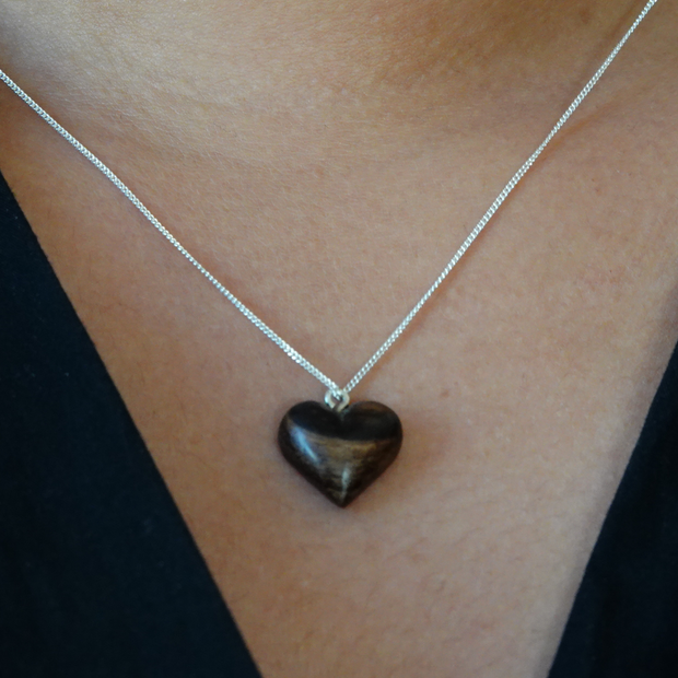 Tiny wooden Heart Necklace