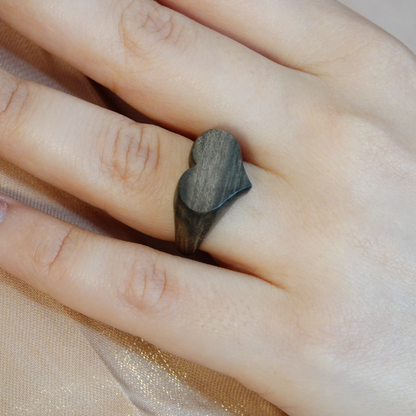 Walnut heart ring, Handmade bentwood ring for women and for men