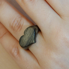 Load image into Gallery viewer, Walnut heart ring, Handmade bentwood ring for women and for men
