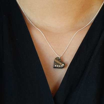 Wood Heart Necklace, 5th Anniversary Gift For Wife, Wooden Heart Pendant, Wood Anniversary Necklace, Wood Gift