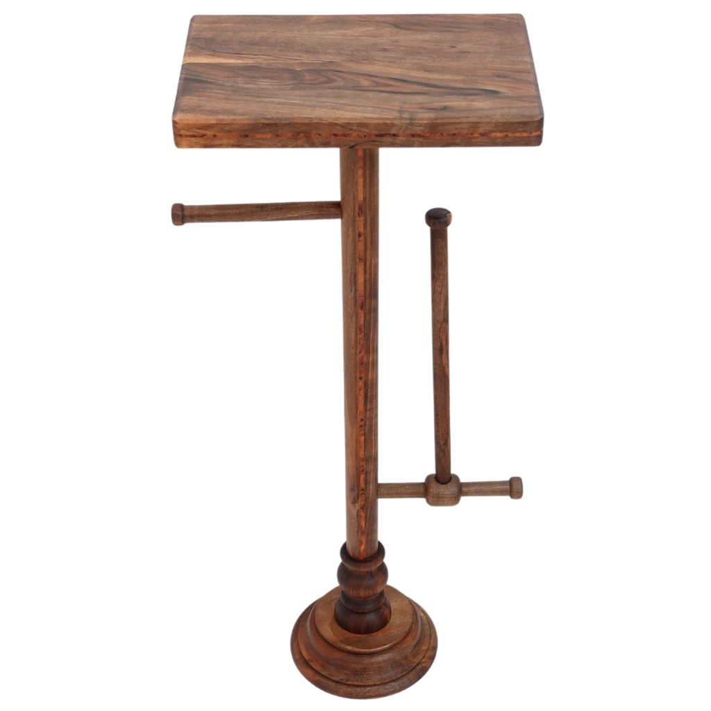 Standing toilet paper holder with shelf
