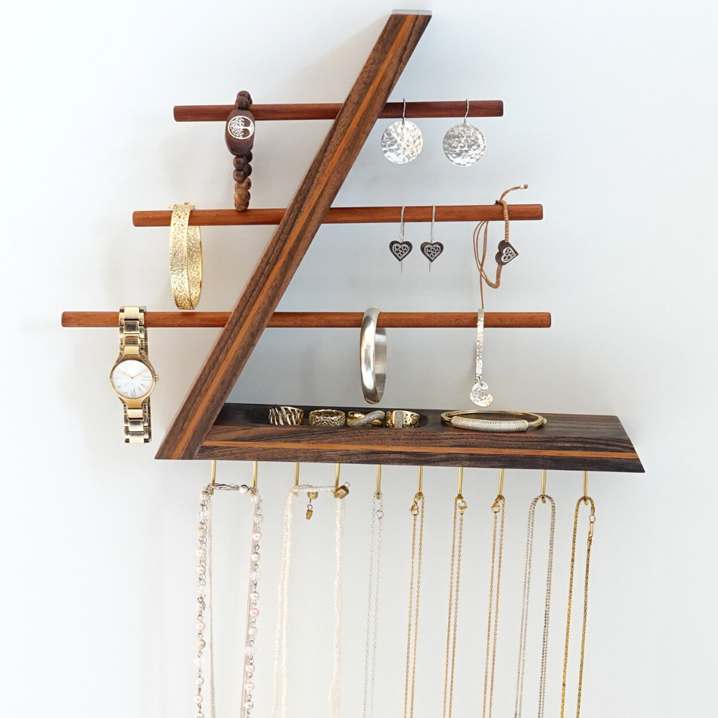 Wall Jewelry Organizer With Shelf, Wall Mount floating Jewelry Holder